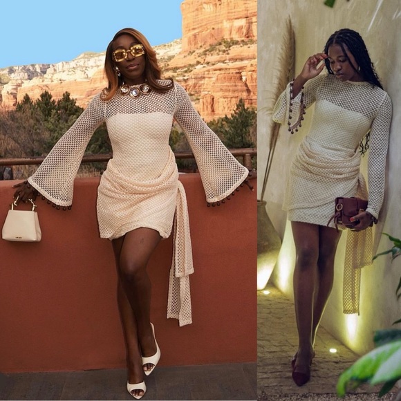 Andrea Iyamah Egu Crochet Mesh Mini Dress NEW with tags - Picture 8 of 10